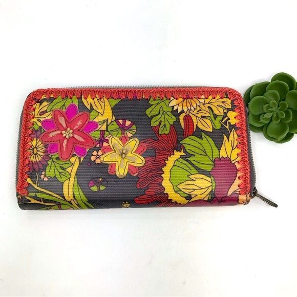 Sakroots Colorful Floral PEACE 3D Zip Round Wallet - Picture 2 of 16